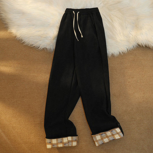 Buddha Stones Women's Patchwork Cotton Corduroy Fleece-Lined Wide Leg Pants With Pockets - image 2
