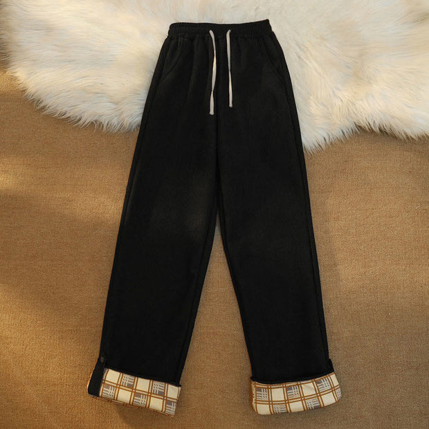 Buddha Stones Women's Patchwork Cotton Corduroy Fleece-Lined Wide Leg Pants With Pockets - image 3