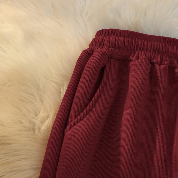 Buddha Stones Women's Patchwork Cotton Corduroy Fleece-Lined Wide Leg Pants With Pockets - image 33