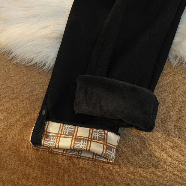 Buddha Stones Women's Patchwork Cotton Corduroy Fleece-Lined Wide Leg Pants With Pockets - image 11
