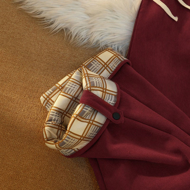 Buddha Stones Women's Patchwork Cotton Corduroy Fleece-Lined Wide Leg Pants With Pockets - image 36