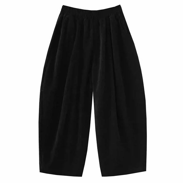 Buddha Stones Women's Fall Patchwork Plain Corduroy Harem Pants With Pockets - image 25