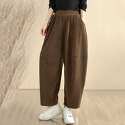 Buddha Stones Women's Fall Patchwork Plain Corduroy Harem Pants With Pockets - image 3