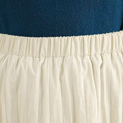 Buddha Stones Plain Pleats Design Elastic Waist Women's Thermal Cotton Skirt With Pockets - image 15