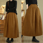 Buddha Stones Plain Pleats Design Elastic Waist Women's Thermal Cotton Skirt With Pockets - image 19