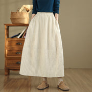 Buddha Stones Plain Pleats Design Elastic Waist Women's Thermal Cotton Skirt With Pockets - image 10