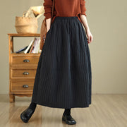 Buddha Stones Plain Pleats Design Elastic Waist Women's Thermal Cotton Skirt With Pockets - image 7