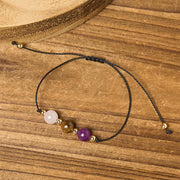 Buddha Stones Amethyst Tiger Eye Rose Quartz Protection Anti-Anxiety Card Rope Bracelet - image 13