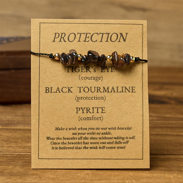 FREE Today: Protection and Courage Tiger Eye Black Tourmaline Pyrite Card Rope Bracelet - image 1