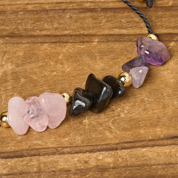 FREE Today: Healing Balance Amethyst Black Tourmaline Rose Quartz Empath Card Rope Bracelet - image 4