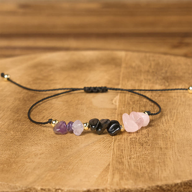 FREE Today: Healing Balance Amethyst Black Tourmaline Rose Quartz Empath Card Rope Bracelet - image 3