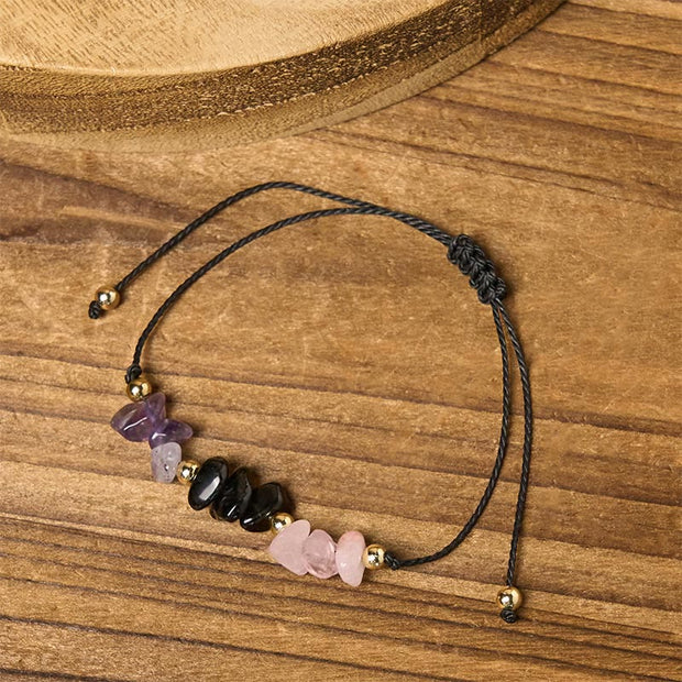 FREE Today: Healing Balance Amethyst Black Tourmaline Rose Quartz Empath Card Rope Bracelet - image 2