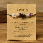 FREE Today: Healing Balance Amethyst Black Tourmaline Rose Quartz Empath Card Rope Bracelet - image 1
