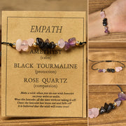 FREE Today: Healing Balance Amethyst Black Tourmaline Rose Quartz Empath Card Rope Bracelet - Irregular Beads (Wrist Circumference: 14-23cm) - image 0