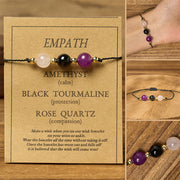 FREE Today: Healing Balance Amethyst Black Tourmaline Rose Quartz Empath Card Rope Bracelet - Round Beads(Wrist Circumference: 14-23cm) - image 10