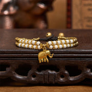 Buddha Stones Turquoise Elephant Luck Double-layer Plated Copper Strength Bracelet - image 3