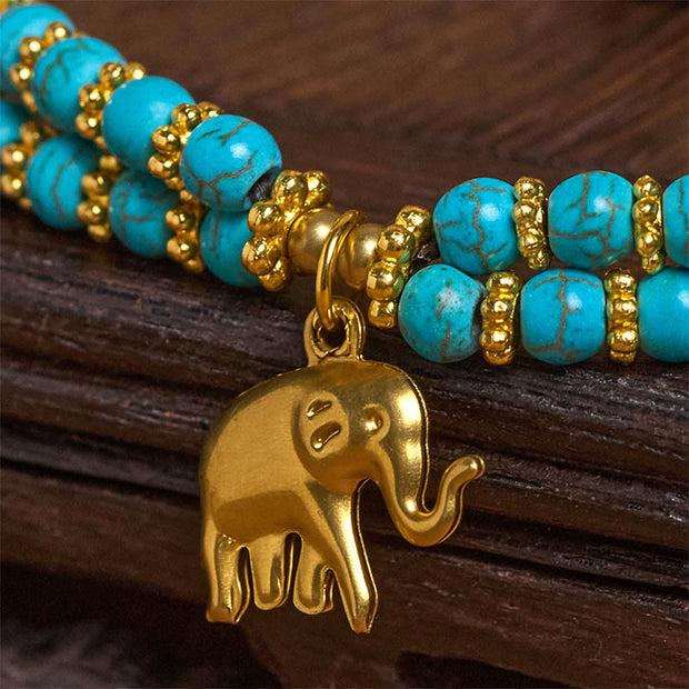 FREE Today: Strength and Blessing Turquoise Elephant Luck Double-layer Plated Copper Bracelet - image 20