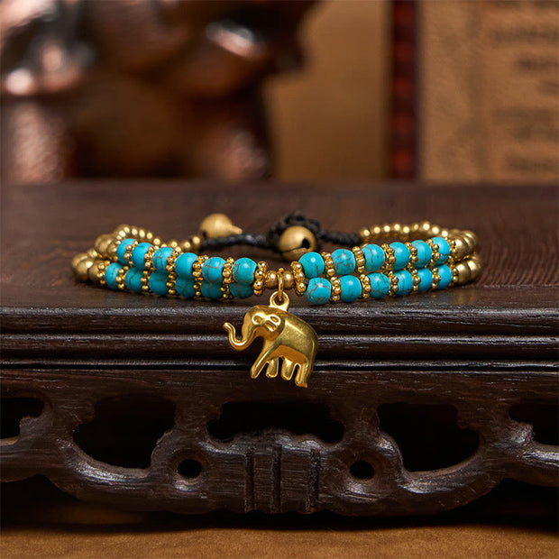 FREE Today: Strength and Blessing Turquoise Elephant Luck Double-layer Plated Copper Bracelet - image 19
