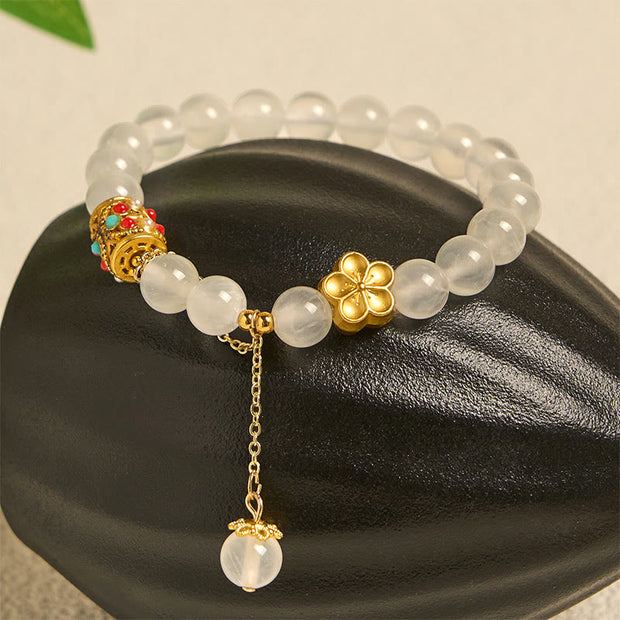 FREE Today: Luck and Positivity Tibetan White Agate Crystal Stone Flowers Bracelet - image 1