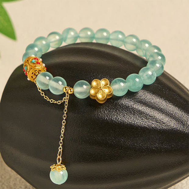 Buddha Stones Tibetan White Agate Crystal Stone Flowers Positivity Bracelet - image 16