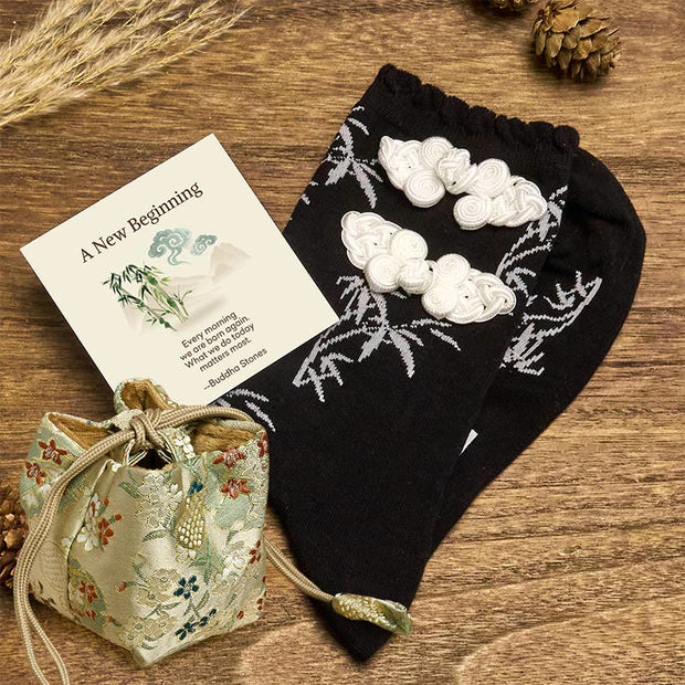 Buddha Stones "A New Beginning" Bamboo Micro Crew Women's Socks Includes Gift Message Card - Black - One Size Fits Most (US 5.5-8.5，EU 36–40，UK/AU 3.5-6.5，AISA 23–25 cm) - Deluxe Gift Bag (+$12.59) - image 7