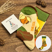 Buddha Stones "Be Here Now" Casual Buddha Lotus Dragonfly Women's Socks Includes Gift Message Card - Beige - S-M (US 5.5-11.5，EU 36–42，UK/AU 3.5-9，Asia 23–26.5 cm) - Standard Gift Box - image 0
