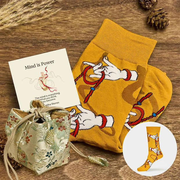 Buddha Stones "Mind is Power" Casual Buddha Hand Micro Crew Women's Socks Includes Gift Message Card - Gold - S(US 4.5-8.5，EU 35-39，UK/AU 2.5-6，AISA 22.5-25cm) - Deluxe Gift Bag (+$12.59) - image 8