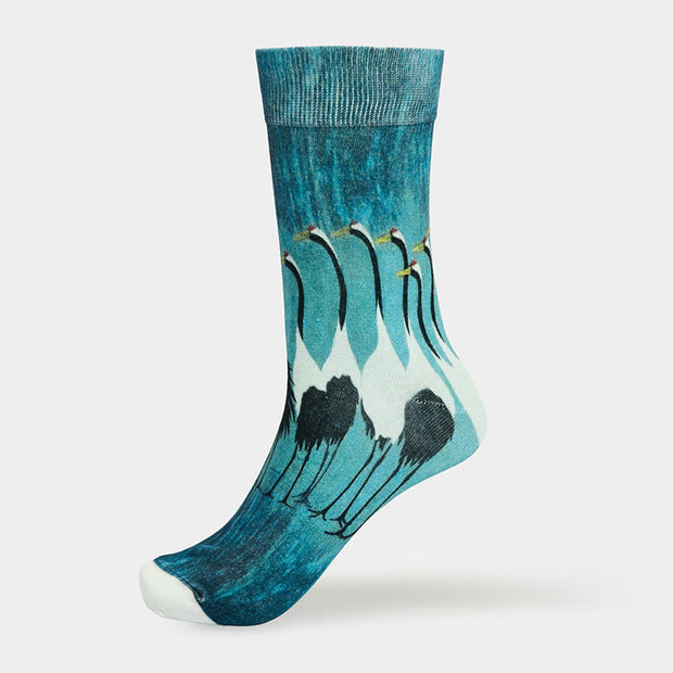 Buddha Stones "Inner Calm" Casual White Crane Micro Crew Women's Socks Includes Gift Message Card - image 7