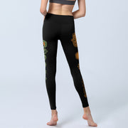 Buddha Stones Hamsa Flower Of Life Platonic Solids Chakra Pattern Gym Leggings Women's Yoga Pants - image 6