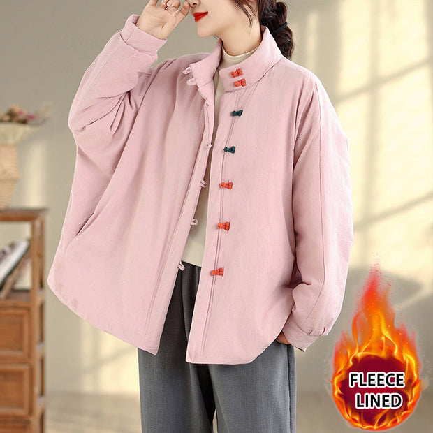 Buddha Stones Women's Winter Chinese Frog-Button Long Sleeve Cotton Thicken Jacket With Pockets - image 1