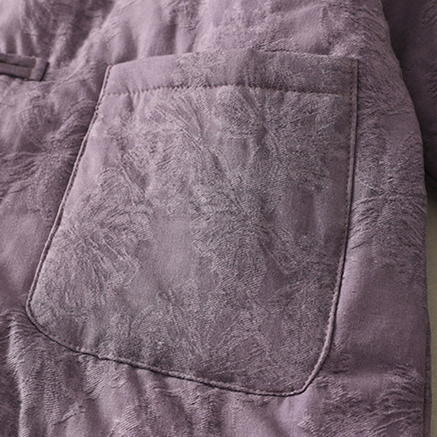 Buddha Stones Women's Solid Color Frog-Button Design Long Sleeve Cotton Jacket With Pockets - image 2