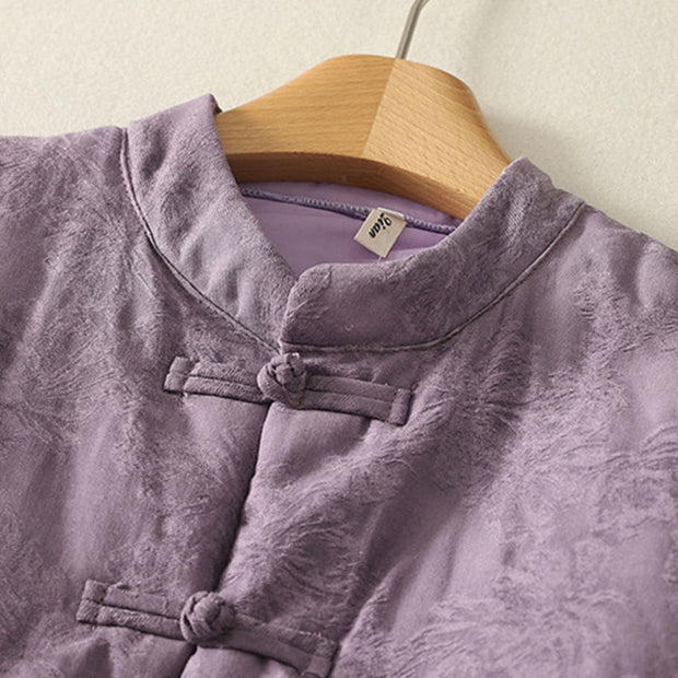 Buddha Stones Women's Solid Color Frog-Button Design Long Sleeve Cotton Jacket With Pockets - image 1