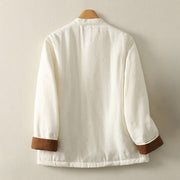 Buddha Stones Women's Solid Color Frog-Button Design Long Sleeve Cotton Jacket With Pockets - image 6