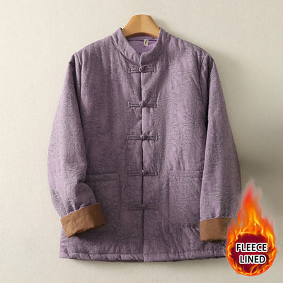 Buddha Stones Women's Solid Color Frog-Button Design Long Sleeve Cotton Jacket With Pockets - MediumOrchid - US8-10，UK/AU12-14，EU40-42 (XL) - image 0