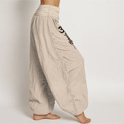 Buddha Stones Namaste Om Pattern Women's Pure Cotton Elastic Waist Harem Pants - image 16