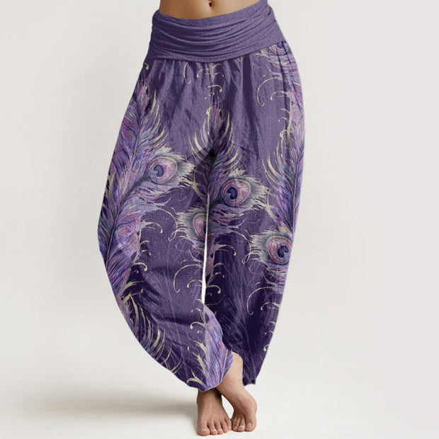 Buddha Stones Pure Cotton Bright Phoenix Pattern Women's Elastic Waist Harem Pants - Indigo - US22，UK/AU26，EU54 (6XL) - image 8