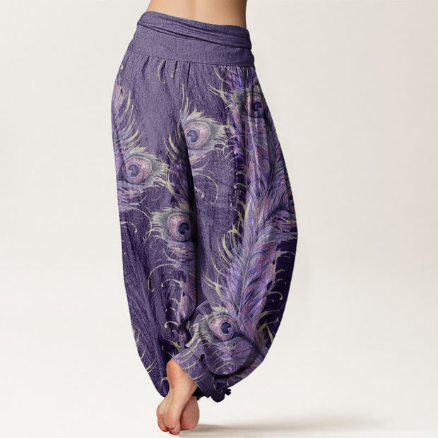 Buddha Stones Pure Cotton Bright Phoenix Pattern Women's Elastic Waist Harem Pants - image 9