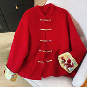 Buddha Stones Tang Suit Embroidery Long Sleeve Women's Cotton Jacket With Pockets - image 1