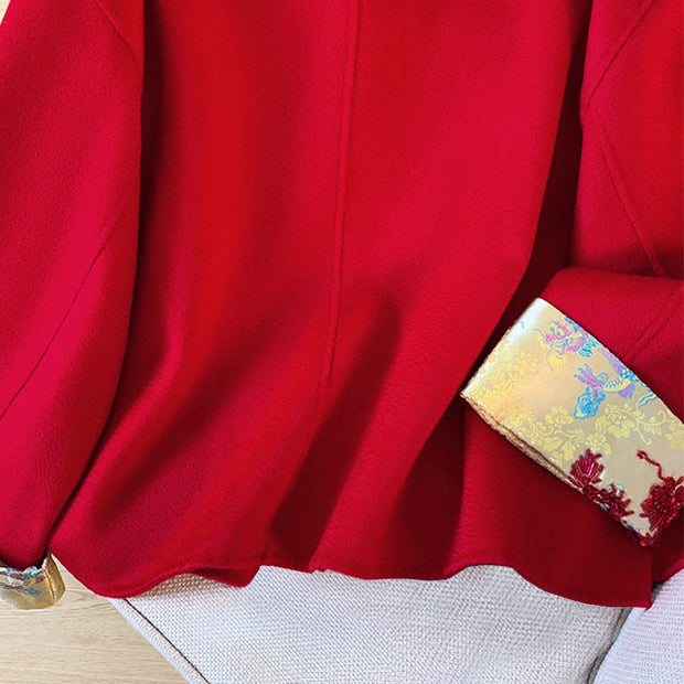 Buddha Stones Tang Suit Embroidery Long Sleeve Women's Cotton Jacket With Pockets - image 7