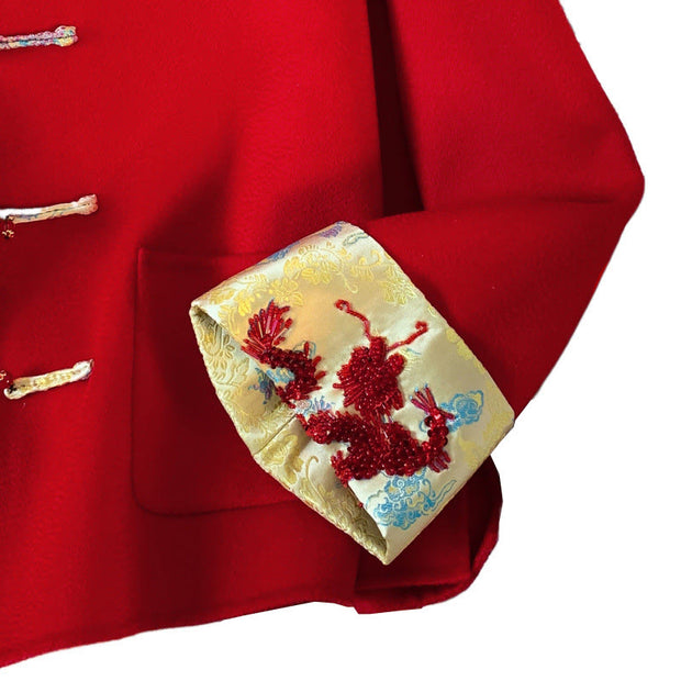 Buddha Stones Tang Suit Embroidery Long Sleeve Women's Cotton Jacket With Pockets - image 11