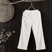 Buddha Stones Casual Corduroy Straight-leg Women's Pants With Pockets - White - US14，UK/AU18，EU46 (2XL) - image 11