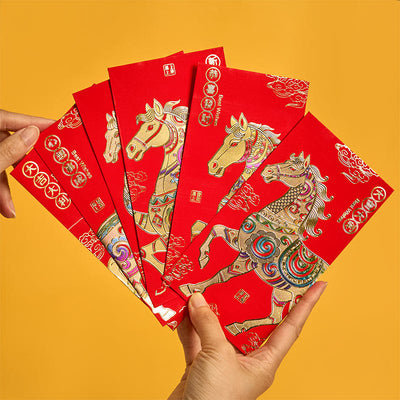 Buddha Stones 6Pcs Chinese Red Envelope Year of the Horse Lucky Money Envelopes 2026 New Year - Good Luck Year of the Horse - 6Pcs Chinese Red Envelope(16.9*9cm) - image 0