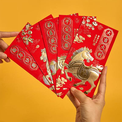 Buddha Stones 6Pcs Chinese Red Envelope Year of the Horse All The Best 2026 New Year - All The Best Year of the Horse - 6Pcs Chinese Red Envelope(16.9*9cm) - image 0