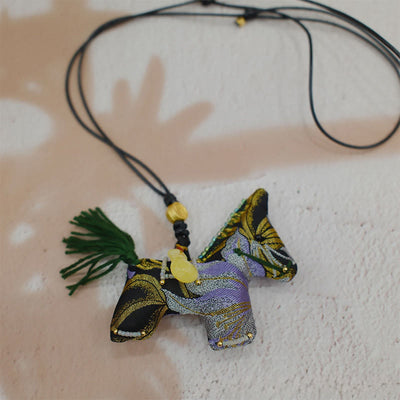 Buddha Stones Year of the Horse Song Brocade Silk Lily Pattern Hanging Decoration - Lily Pattern - image 0