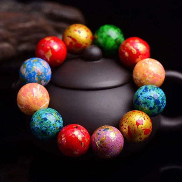 FREE Today: Protection Healing Multicolored Lacquer Craft Sandalwood Single Wrap Beaded Bracelet - image 1