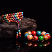 Buddha Stones Multicolored Lacquer Craft Sandalwood Single Wrap Beaded Protection Bracelet - image 4