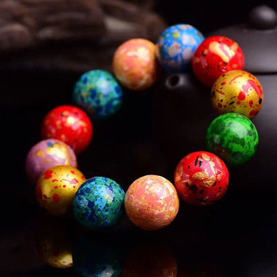 FREE Today: Protection Healing Multicolored Lacquer Craft Sandalwood Single Wrap Beaded Bracelet - 20mm - image 0