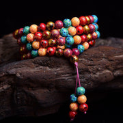 Buddha Stones Multicolored Lacquer 108 Mala Beads Craft Sandalwood Protection Multilayer Bracelet - image 1