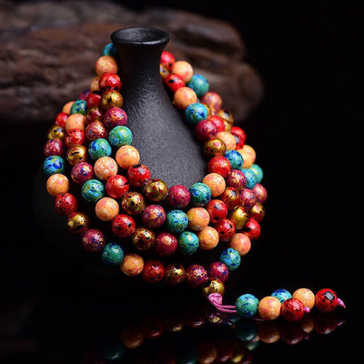 FREE Today: Calm Healing Multicolored Lacquer 108 Mala Beads Craft Sandalwood Multilayer Bracelet - 6mm - image 0