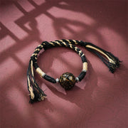 Buddha Stones Lacquer Craft Bead Multicolored Braided String Bracelet - Black - image 7